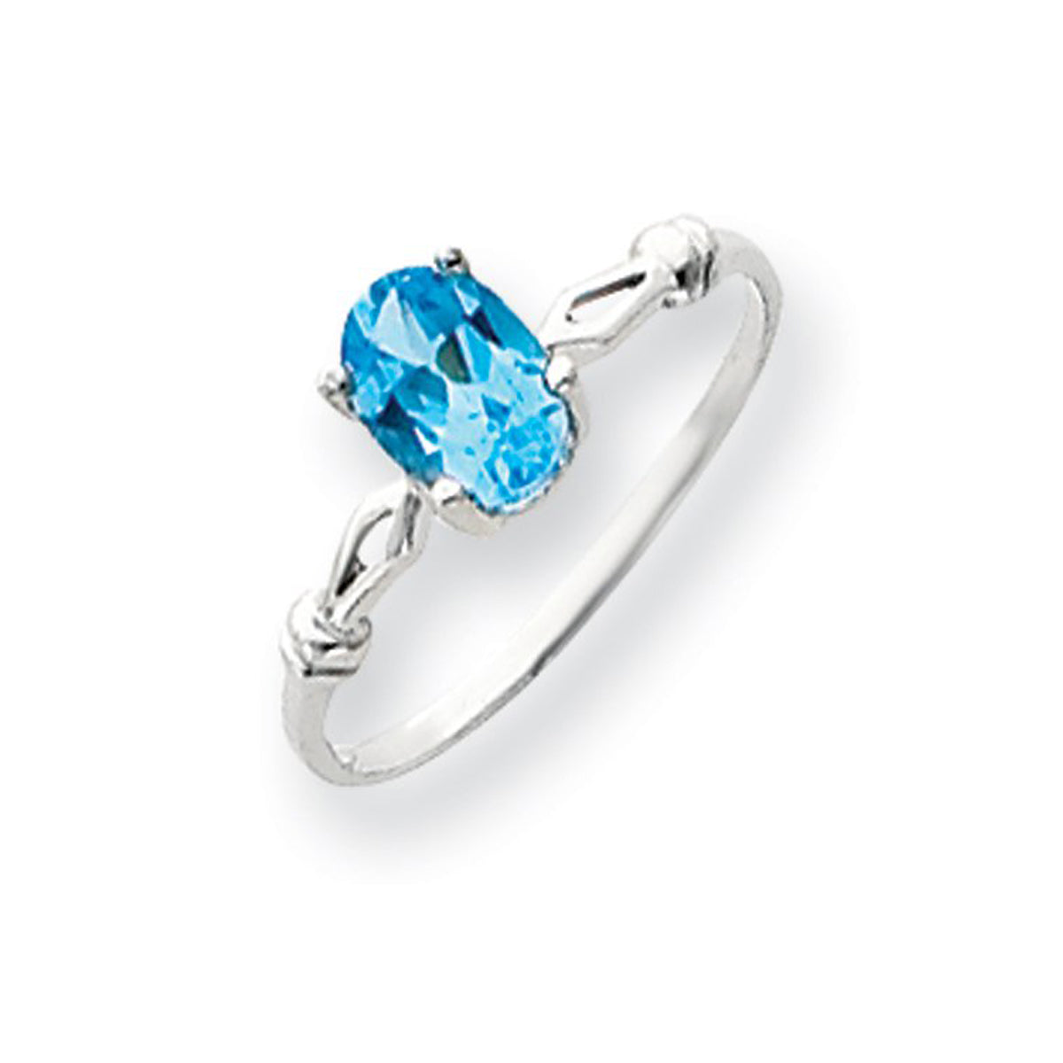 14k White Gold 7x5mm Oval Blue Topaz ring