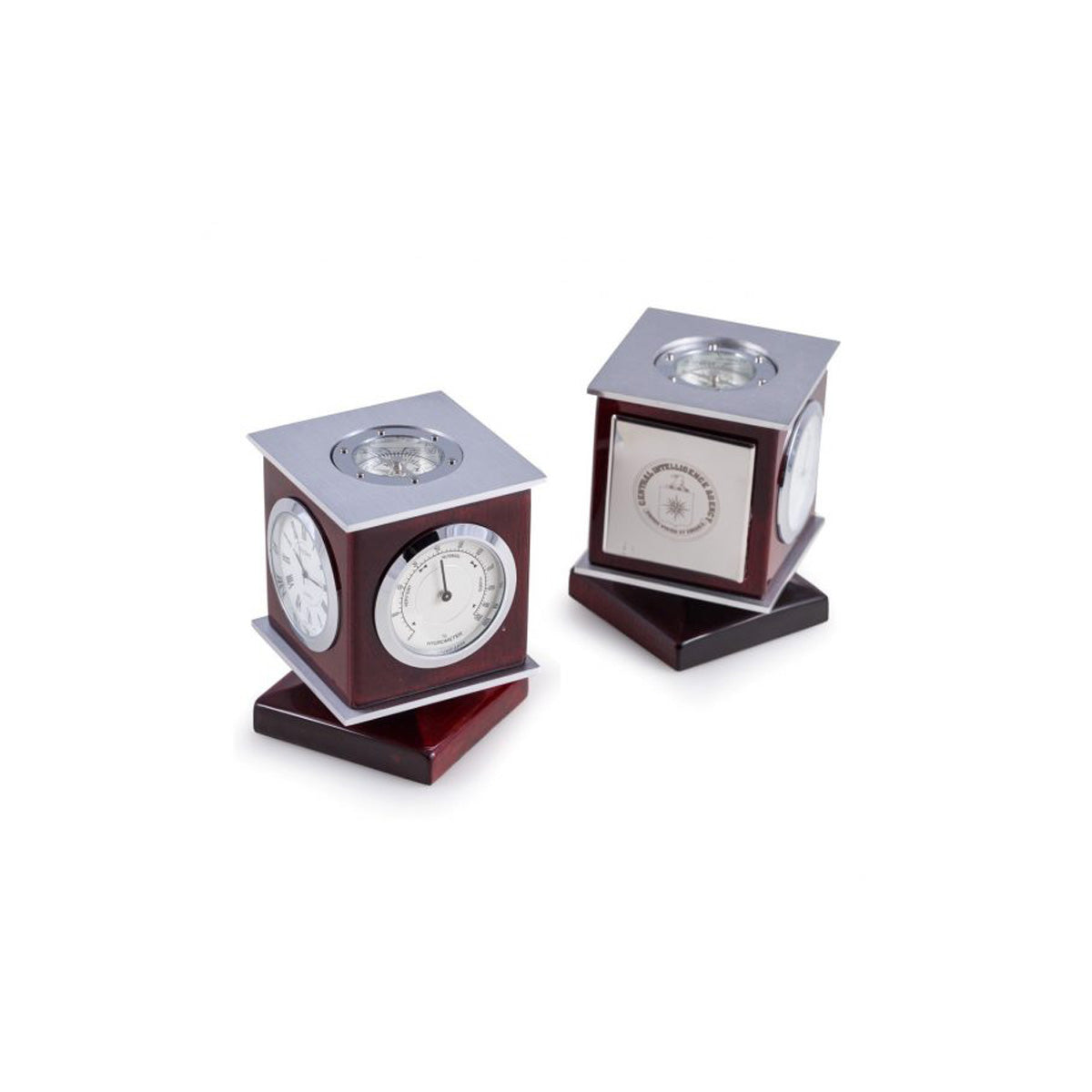 Bey-Berk SQB587T Swivel Clock/Thermometer/Hygrometer/Compass With Personalization Plate