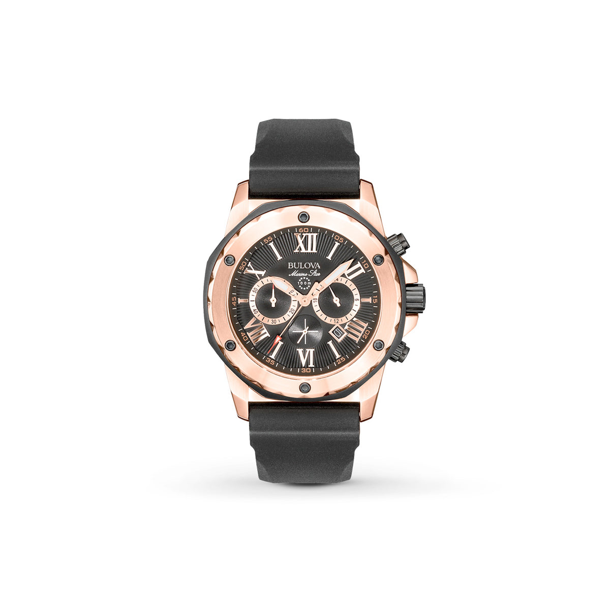 Bulova Mens 98B104 Marine Star Rose Goldtone Chronograph Watch 98B104