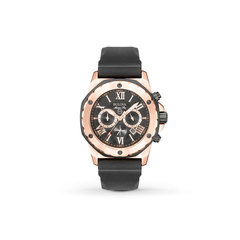 Bulova Mens 98B104 Marine Star Rose Goldtone Chronograph Watch 98B104