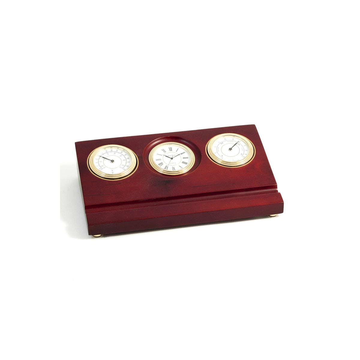 Bey-Berk Weathermaster Clock - Thermometer and Hydrometer Solid Mahogany SQB541T