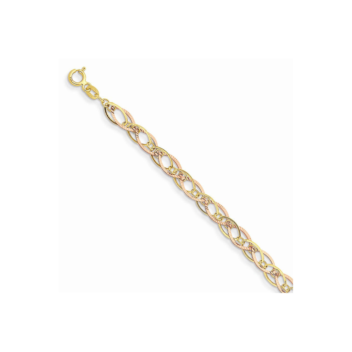 14k Two-tone Oval Link Bracelet