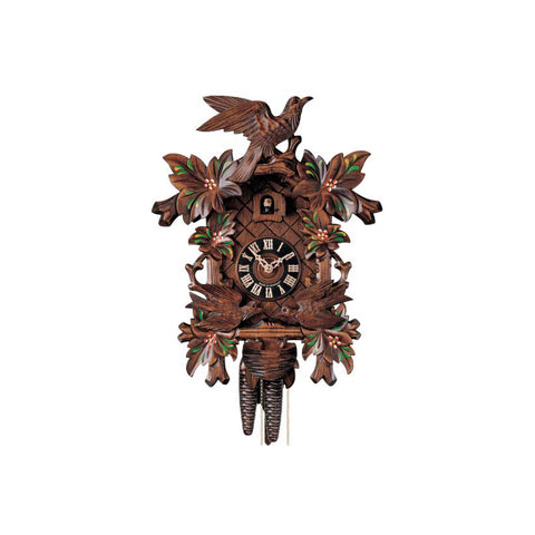 One Day Hand-carved and Hand-painted Cuckoo Clock - Birds Feed Nest