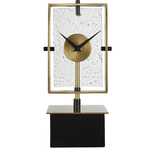 Uttermost Iron and Glass Arta Modern Table Clock