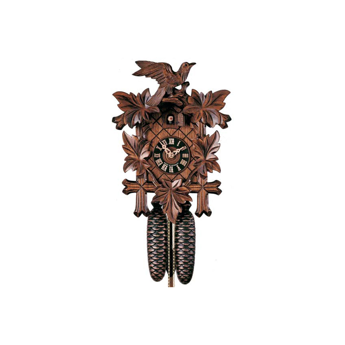 Hand-carved Birds and Leaves Eight Day Cuckoo Clock