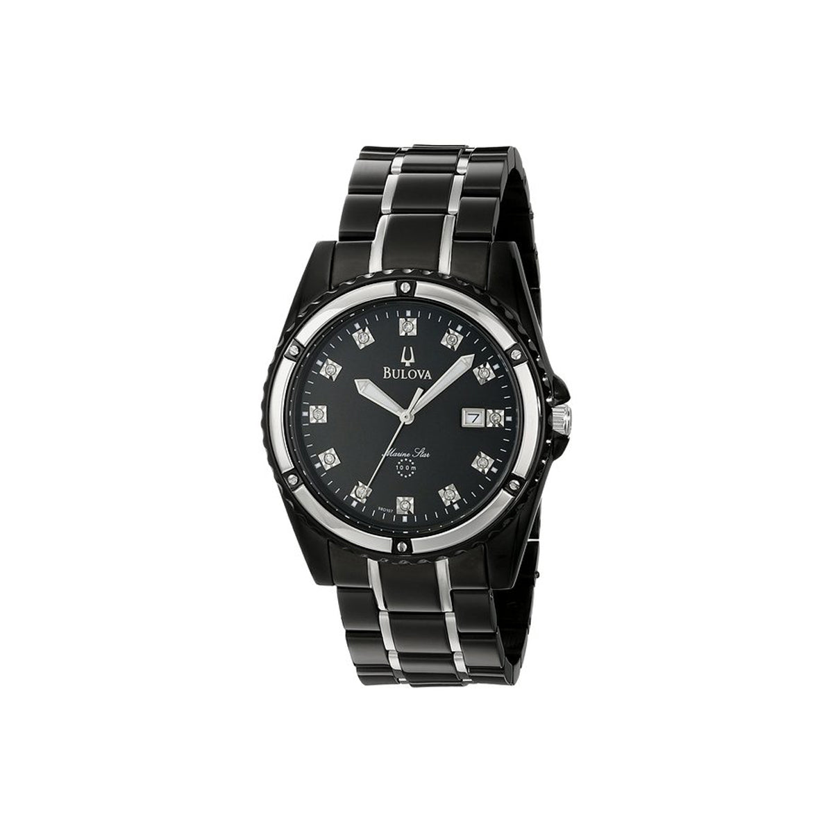 Bulova Marine Star Stainless Steel Black Ion Diamond Accent &  Mother-of-Pearl Watch - 98D107